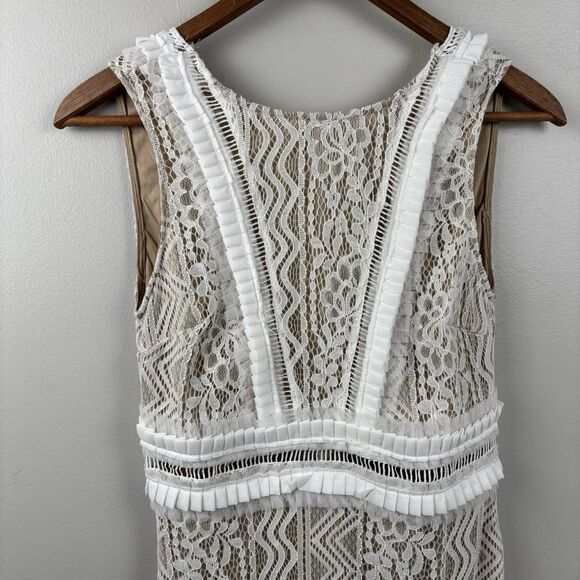 Lulus Dress Off White Floral Lace SMALL Maxi Long Tiered Ruffle Wedding Formal - Picture 2 of 9